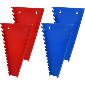 BUSY-CORNER 64-Slot ABS Plastic Wrench Organizer, Heavy Duty Wrench Organizer Tray for Tool Box, Fit SAE & Metric Wrench Storage, 4 Pack Wrench Holders (Red)