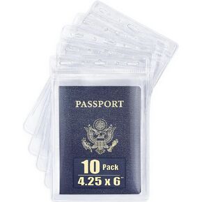 حاملات جوازات السفر والبطاقات من Mifflin-USA (شفاف، 4 × 6 بوصات، 100 حزمة)، حامل شارة اسم الهوية كبير جدًا، حاملات بطاقات بلاستيكية عمودية بدون سحاب