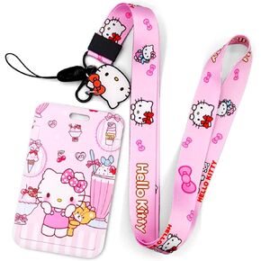 Lanyards Hallo Kitty Lanyard with Cute ID Card Holder, Anime Lanyard with ID 17.5inchx0.78inch 4.3inchx2.75