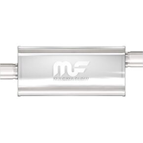 MagnaFlow Performance Exhaust Muffler 12256: 2.5"/2.5" Inlet/Outlet, 5x8x18" Oval, Stainless Steel, Satin Finish