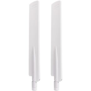 Eightwood Tri-Band WiFi 6E Antenna 2.4GHz 5GHz 6GHz RP-SMA Male Antenna White (2-Pack) for WiFi Router Security Camera DVR Recorder Surveillance Monitor