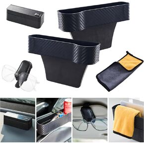 منظم حشو فجوات مقعد السيارة من DEDC، قطعتان منظم مقعد السيارة متعدد الوظائف مع صندوق تخزين جانبي للمقعد، وتخزين العملات المعدنية ومشبك النظارات الشمسية، منظم السيارة للهاتف، ملحقات Tesla Model Y 3 2023 in Kuwait