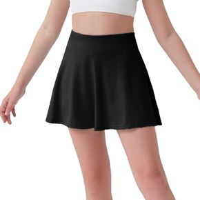 DEVOROPA Girls Tennis Skirts Stretch Adjustable Waist Youth Golf Athletic Pleated Skorts Lining Kids Cheer Shorts Pocket