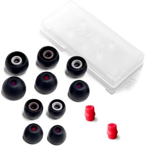 Final Audio Black+Black/Red Silicone Type E Eartips kit with Case and Nozzle Adaptor Compatible With 1More, AKG, Audio-Technica, Beats by Dre, Campfire Audio, Empire Ears, Shure, Sony, Westone (Multi)
