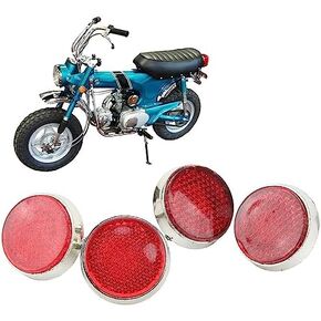 Round Reflectors, 4Pcs 42mm Red Safety Reflectors, M6 Thread Motorcycle Safety Reflectors for Cars Trailer Trucks Boat ATV Dirt Bike Scooters
