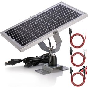 SUNER POWER 12V Solar Battery Charger Maintainer, Waterproof 10W Solar Trickle Charger, High Efficiency Solar Panel Kit, Built-in Intelligent MPPT Controller + Adjustable Bracket + SAE Cable Kits