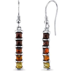 PEORA Genuine Baltic Multicolor Five Stone Amber Pendant Necklace, Earrings and Bracelet for Women in Sterling Silver