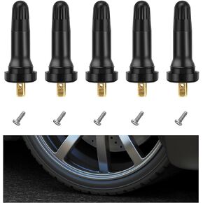 Augeny 5PCS TPMS 20008 Tire Valve Stem, Snap-in Rubber Tubeless Tire Pressure Sensor Valve Stem ​Replacement Compatible with Commander, Liberty, Lucerne, Avenger, Charger, Durango