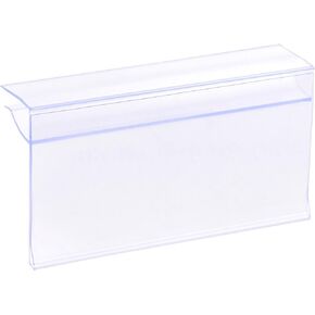MECCANIXITY Label Holder 80x42mm Clip on Shelf Clear Plastic for 4-8mm Glass Shelving, Pack of 20