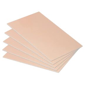PATIKIL FR4 جانب واحد من النحاس المغطى بطبقة PCB، 5 عبوات 100 × 70 × 0.8 مم لوحة دوائر نموذجية عالمية مطلية بالنحاس