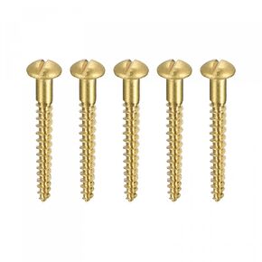 uxcell Wood Screws M4 x 12mm Slotted Round Head Brass Self-Tapping Screw 50 Pcs