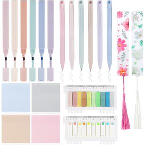 20Pcs Bible Study Supplies Journal Kit Aesthetic Pastel Highlights Pens Tabs Bookmarks for Women Teens School Accessories Cute Colorful Bible Highlighters Pens No Bleed Sticky Notes Index Maskers