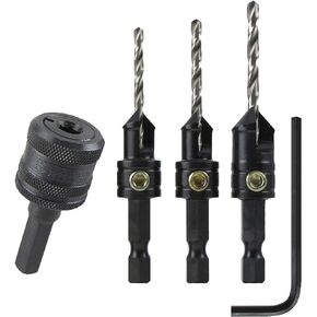 Snappy Tools Quick Change Chuck & 3 Piece Countersink Set #43400