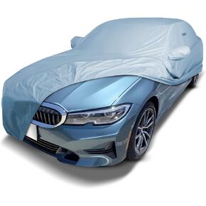 iCarCover غطاء سيارة مخصص لـ 2012-2024 BMW 3-Series Sedan 320i، 328i، 330i، 330e، 335i، ActiveHybrid 3 مقاوم للماء في جميع الأحوال الجوية والمطر والثلج والأشعة فوق البنفسجية وواقي الشمس بالكامل خارجي داخلي وخارجي غطاء سيارة