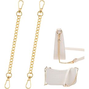 2 Pcs Purse Chain Strap Purse Extender, Gold Chain for Purse Handbags Gold Belt Chain with Alloy Swivel Clasps, Short Chain for Purse Chain Handles Replacement