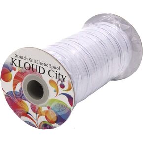 KLOUD City White 120-Yards Length 1/8" Width Elastic Cord/Elastic Band/Elastic Rope/Bungee/Black Heavy Stretch Knit Elastic Spool