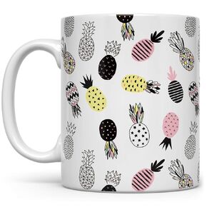 Retro Hipster Pineapple Coffee Mug, Fun Mugs for Women Mom Daughter Sister Friend Work, Cool Unique Cute Cup