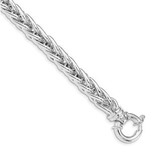 Sonia Jewels 925 Sterling Silver Spiga Unique Link Bracelet 8" (Width = 8mm)