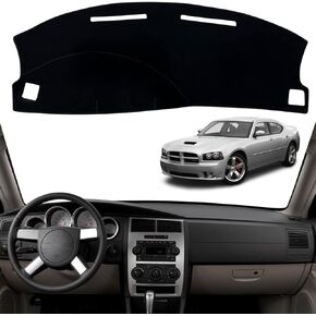 Dashboard Dash Board Cover Mat Pad Carpet Non-Slip Custom Compatible with Dodge Charger 2005 2006 2007 Protector Sunshield (Black Trim)