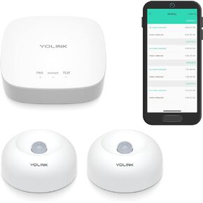 YoLink LoRa 1/4 Wireless Range Smart Motion Sensors, Indoor Motion Detector, Alexa, IFTTT, Home Assistant, Movement Detector App Alerts Remote Monitor, 2 Pack, YoLink Regular Hub Included