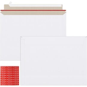 50 Pack 10x13.5 inch Rigid Mailer Self Seal Photo Document Mailers Stay Flat White Cardboard Envelopes White Photography Mailers for Papers,Photos, Document