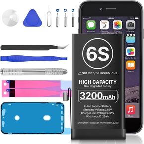 بطارية لهاتف iPhone 6S، بطارية بديلة بقدرة 3200 مللي أمبير في الساعة فائقة السعة جديدة 0 دورة لهاتف iPhone 6S موديل A1633 A1688 A1700 مع أداة إصلاح احترافية in Kuwait