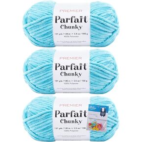 Premier Yarns Parfait Chunky - 3.5 Oz - #6 Super Bulky Weight - 3 Pack Bundle with Bella's Crafts Stitch Markers (White)