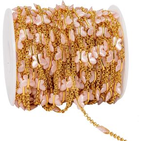 YoungJewl 2 Yards Handmade Natural Raw Healing Crystal Points Gemstone Smooth and Polygonal Beaded Strand Drilled with Brass Chain for Jewelry Making and DIY Crafts(Black) in Kuwait