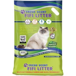 FIFI Litter All Natural,Premium Multi-Cat Formula,Bentonite/Silica,15-Lbs. Aluminum Foil Bag,Quick Clumping,99.9% Dust Free,Long -Lasting Odor Control,Non-Tracking, Super Absorbent, Fresh Scent