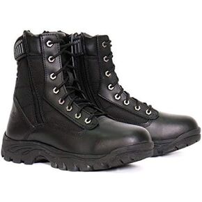 Hot Leathers BTM1012 Men's Black Leather Swat Style Lace Up Boots with Zippers - 7