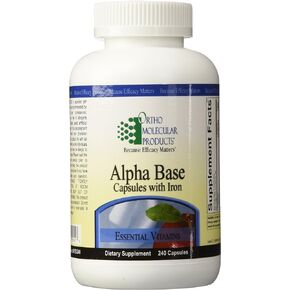 Ortho Molecular Products Alpha Base Capsules with Iron, 240 Count