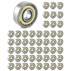 QWORK 608zz Ball Bearing, 50 Pcs Double Shielded Longboard Roller Skate Bearing, Deep Groove Carbon Steel Bearings for Skateboards, Scooters, Inline Skates, 8mm x 22mm x 7mm