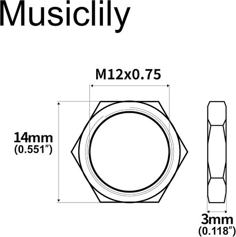 Musiclily Pro M12x0.75 متري جيتار مدخل مخرج جاك صواميل لمخرج جيتار باس اسطوانة مآخذ جاك، نيكل (مجموعة من 10) in Saudi Arabia