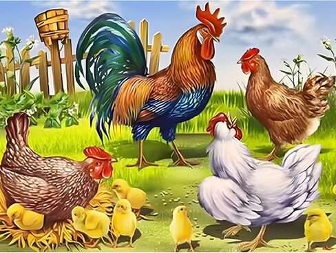 AIRDEA Farm Diamond Art Painting Kits for Adults Beginners Round Full Drill 5D DIY Chicken Diamond Art Kits Animals Diamond Art Painting Kits,Picture Art for Home Wall Decor 11.8x15.7inch in Saudi Arabia