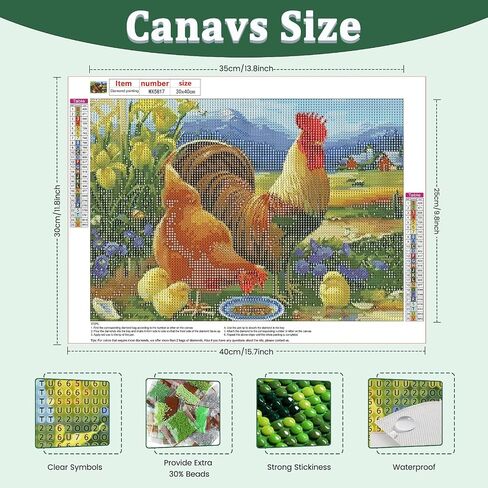 AIRDEA Farm Diamond Art Painting Kits for Adults Beginners Round Full Drill 5D DIY Chicken Diamond Art Kits Animals Diamond Art Painting Kits,Picture Art for Home Wall Decor 11.8x15.7inch in Saudi Arabia