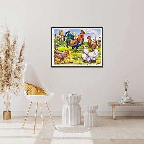 AIRDEA Farm Diamond Art Painting Kits for Adults Beginners Round Full Drill 5D DIY Chicken Diamond Art Kits Animals Diamond Art Painting Kits,Picture Art for Home Wall Decor 11.8x15.7inch in Saudi Arabia