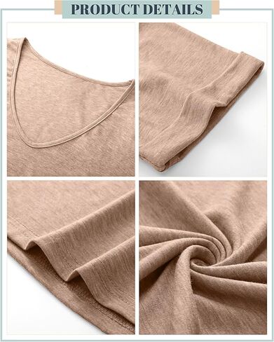 3 Pack Women's V Neck Shirt, Summer Rolled Sleeve Solid Tops Casual Loose Tees Lightweight Basic Soft Tshirt in Saudi Arabia