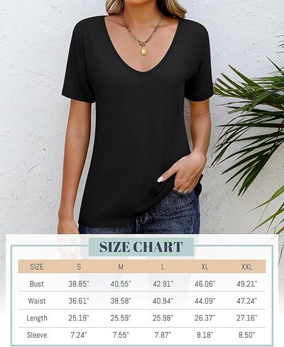 3 Pack Women's V Neck Shirt, Summer Rolled Sleeve Solid Tops Casual Loose Tees Lightweight Basic Soft Tshirt in Saudi Arabia