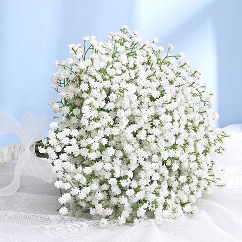 Elyum Babys Breath Artificial Flowers, 12 Pcs Long Stem Baby Breath Flowers Artificial Bulk, Real Touch Blue Fake Babys Breath Gypsophila for Wedding Bouquet Floral Arrangement Home Decor in Saudi Arabia