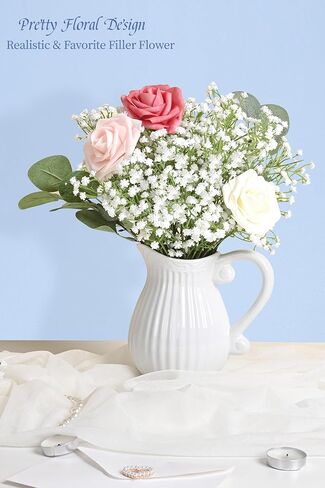 Elyum Babys Breath Artificial Flowers, 12 Pcs Long Stem Baby Breath Flowers Artificial Bulk, Real Touch Blue Fake Babys Breath Gypsophila for Wedding Bouquet Floral Arrangement Home Decor in Saudi Arabia