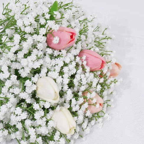 Elyum Babys Breath Artificial Flowers, 12 Pcs Long Stem Baby Breath Flowers Artificial Bulk, Real Touch Blue Fake Babys Breath Gypsophila for Wedding Bouquet Floral Arrangement Home Decor in Saudi Arabia