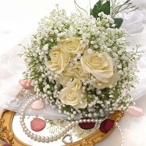 Elyum Babys Breath Artificial Flowers, 12 Pcs Long Stem Baby Breath Flowers Artificial Bulk, Real Touch Blue Fake Babys Breath Gypsophila for Wedding Bouquet Floral Arrangement Home Decor in Saudi Arabia