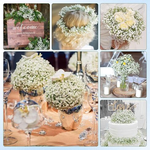 Elyum Babys Breath Artificial Flowers, 12 Pcs Long Stem Baby Breath Flowers Artificial Bulk, Real Touch Blue Fake Babys Breath Gypsophila for Wedding Bouquet Floral Arrangement Home Decor in Saudi Arabia