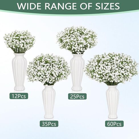 Elyum Babys Breath Artificial Flowers, 12 Pcs Long Stem Baby Breath Flowers Artificial Bulk, Real Touch Blue Fake Babys Breath Gypsophila for Wedding Bouquet Floral Arrangement Home Decor in Saudi Arabia