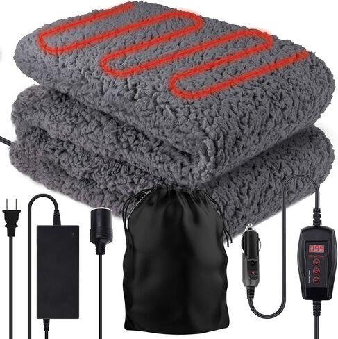 Zone Tech Heating 12V Polar Fleece Material Blanket - Ideal for Summer Camping, Road Trips, Picnics, or Relaxing in The Convenience of Your Vehicle or Home (Polar Fleece, 1- Pack) in Saudi Arabia