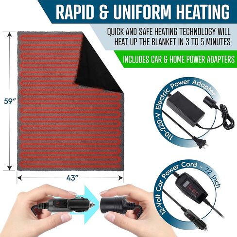 Zone Tech Heating 12V Polar Fleece Material Blanket - Ideal for Summer Camping, Road Trips, Picnics, or Relaxing in The Convenience of Your Vehicle or Home (Polar Fleece, 1- Pack) in Saudi Arabia
