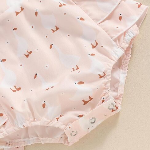Newborn Baby Girl Farm Outfit Chicken Print Ruffle Sleeve Romper Jumpsuit Bodysuit with Headband Cute Summer Outfit in Saudi Arabia