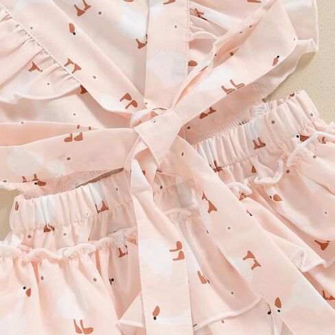 Newborn Baby Girl Farm Outfit Chicken Print Ruffle Sleeve Romper Jumpsuit Bodysuit with Headband Cute Summer Outfit in Saudi Arabia