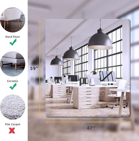 بساط كرسي مكتب ROSMARUS للأرضيات الصلبة مقاس 47 بوصة × 59 بوصة، سجادات كرسي صلبة شفافة للمكتب المنزلي، سجادة تحت المكتب لحماية أرضية الكرسي المتدحرج PVC حصيرة شفافة، مستطيلة in Kuwait