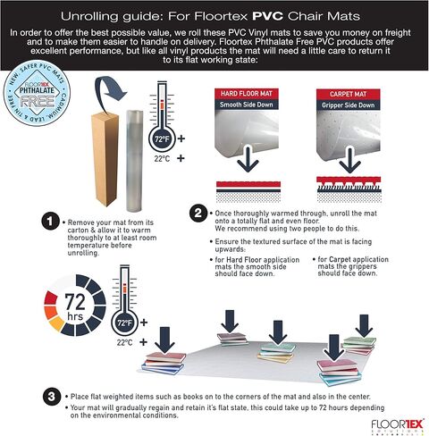 سجادة كرسي من الفينيل من Floortex® Advantagemat® للأرضيات الصلبة - 45 بوصة × 53 بوصة in Kuwait